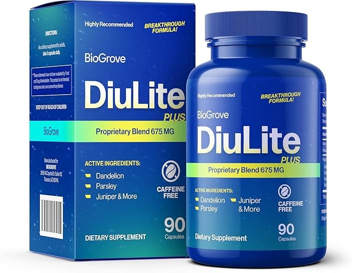 Water Pills for Swollen Feet & Legs (Easy-to-Swallow) Reduces Water Retention, Puffiness Without Side Effects - Top Value & Quality for Water Weight Loss - Diulite Will Have a Fast Effect on Your Body - Product Image