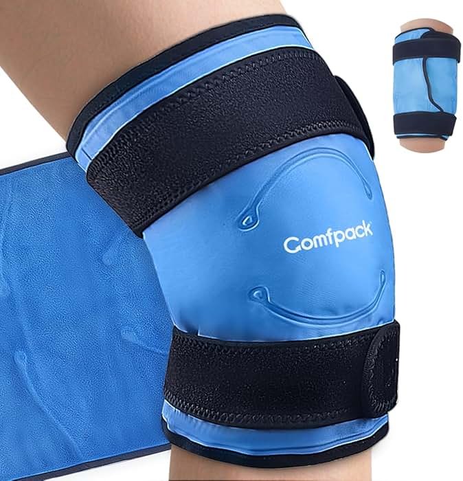 Comfpack Large Ice Pack for Knee Pain Relief, Flexible Reusable Wrap After Surgery,Cold Pack for Sports Injuries, Swelling, Arthritis, Meniscus Tear,ACL, Pain Relief for Leg, Shoulder, Elbow, Ankle - Product Image