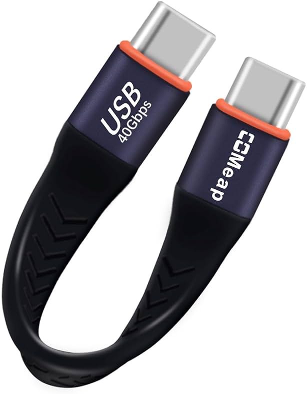 COMeap Short USB C Cable, 40Gbps Short USB 4 Cable, 240W PD Fast Charging, Compatible with Thunderbolt 4/3, Laptop, Tablet, Phone, Steam Deck, ROG Ally - 4 Inch - Product Image