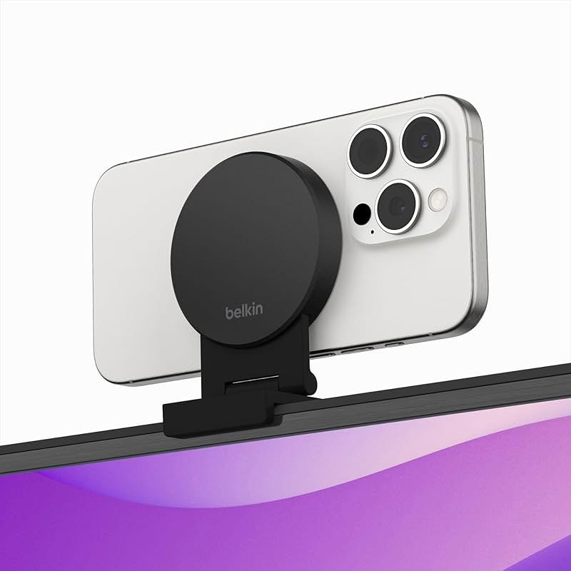 Belkin iPhone Mount with MagSafe for Apple TV 4K - MacBook Continuity Support w/tvOS - Turn Phone to Webcam, Compatible with MacBook Pro, Air, iPhone 16,15,14,13 & More - Gray - Product Image