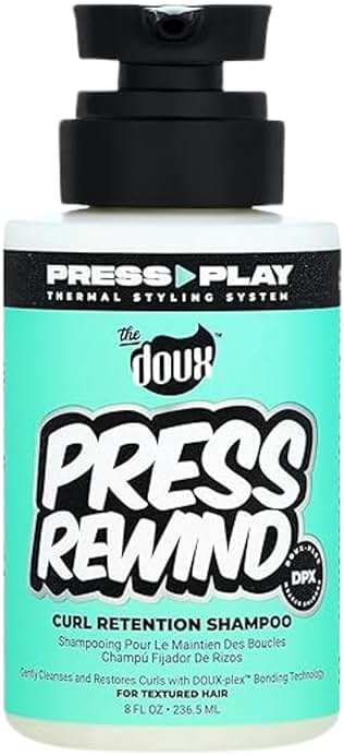 The Doux PRESS REWIND Curl Retention Shampoo for Curly Hair – Anti-Frizz Hydrating Shampoo with Aloe & Pataua Oil – Frizz Control Hair Care for Men & Women – Sulfate-Free, 8 oz - Product Image