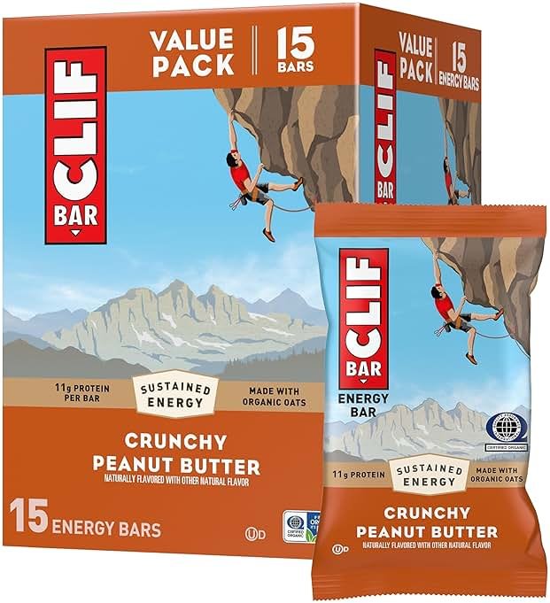 CLIF BAR - Energy Protein Bars - Crunchy Peanut Butter - Made with Organic Oats - Energy Bars - Non-GMO - (15 Pack) - Product Image