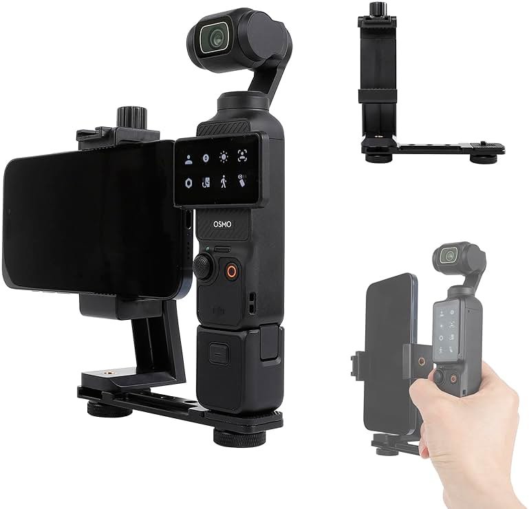 Leenconghui Phone Holder for DJI Osmo Pocket 3 & Insta360 Luna Ultra | Phone Mount Expansion Accessories 1/4" Thread Hole, Used with Tripod &Extension Rod - Product Image