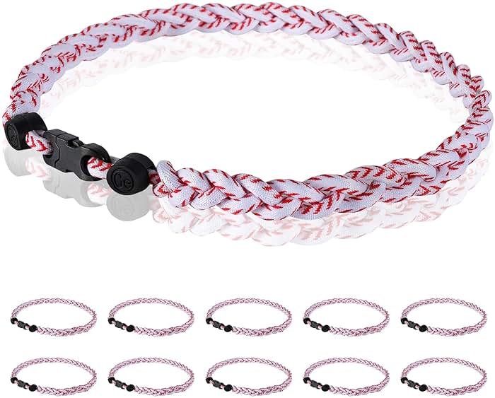 Midtatus 12 Pack Baseball Necklace 18inch, Team Gift for Baseball Funs, Three Braided Titanium Tornado Rope Design, with Muti - Color for Pick - Product Image