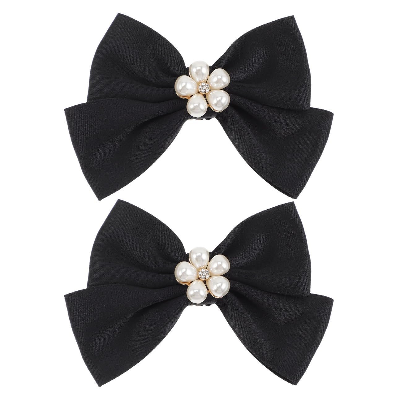 Holibanna Bow Shoe Clips 1 Pair Removable Buckle Elegant Pearl Charms Decoration DIY for Women Girls Bridal Wedding - Product Image