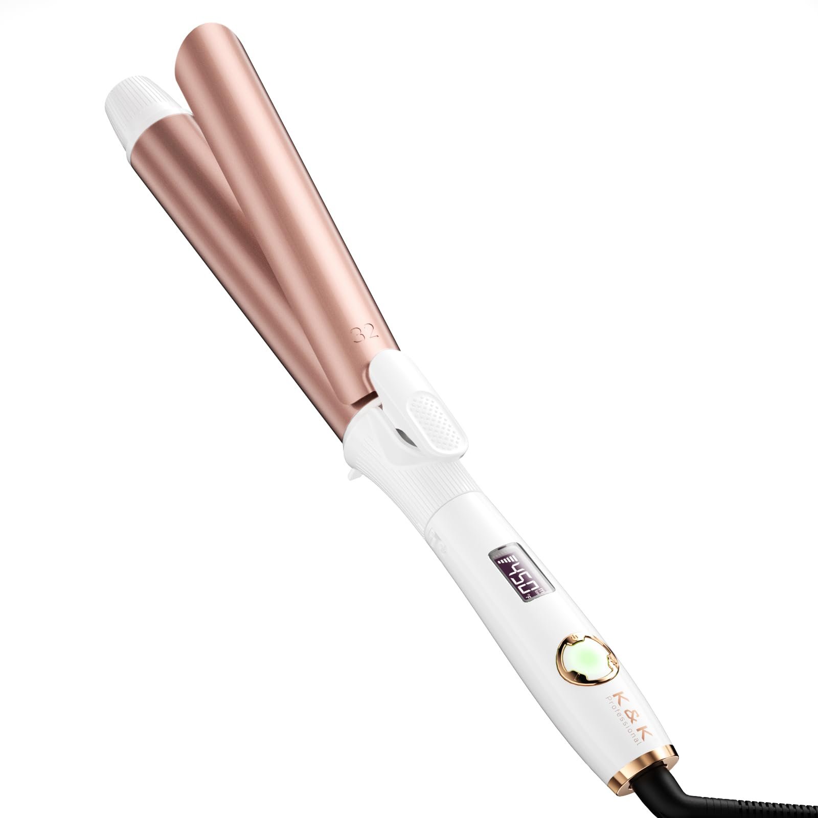 K&K Long Barrel Styler, 1 1/4 Inch Curling Iron with Clipped, Professional Ceramic Coating Hair Curler Wand, Dual MCH Heater up to 450F, Worldwide Voltage Curling Tongs for Traveling - Product Image