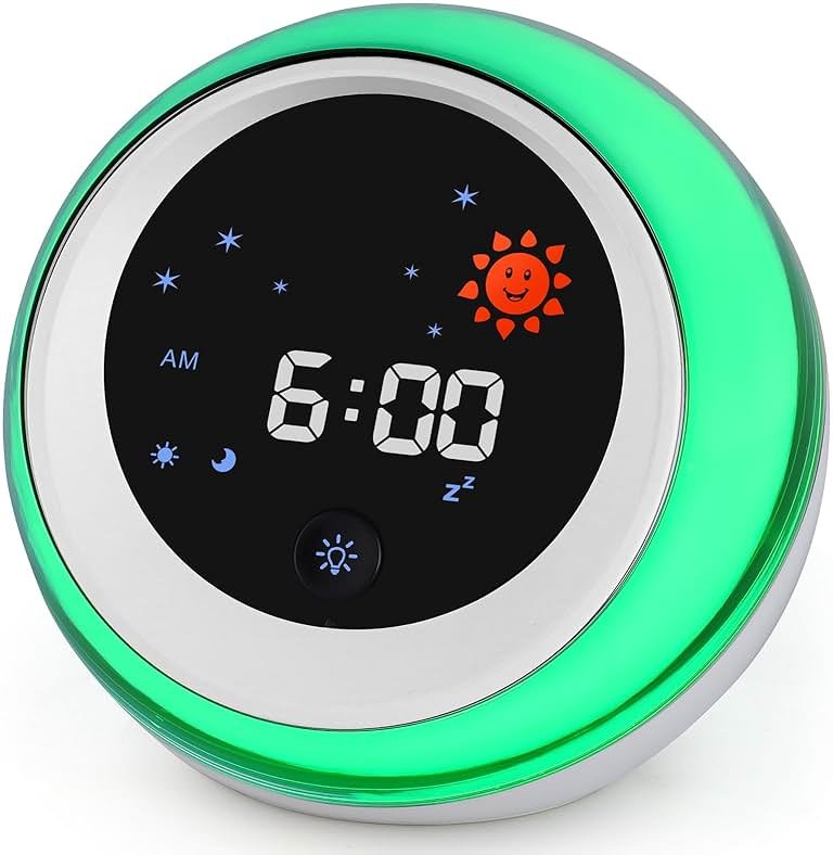TIMEFUN Kids Alarm Clock, Ok to Wake Clock with Sun & Star, Sound Machine, Night Lights, Nap Timer, Sleep Training Clock for Toddlers, Child - Product Image