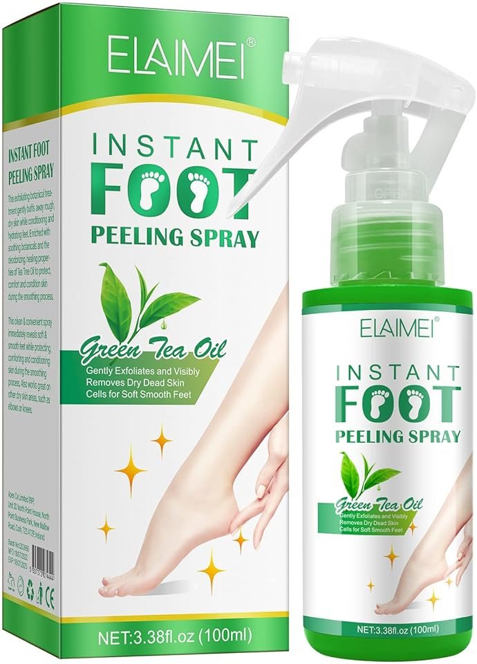 Foot Peeling Spray Oil,Foot Exfoliating Spray, Pedicure Dead Skin Exfoliator for Cracked Rough Heels, Dry Toe Skin & Calluses, Quicky Remove Dead Skin (Green Tea) - Product Image