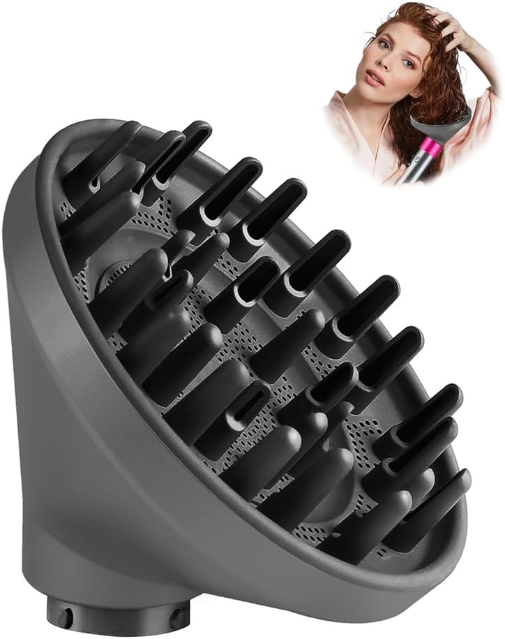 TOSAGE Upgraded Large Diffuser for Dyson Airwrap HS01 HS05 HS08 id, Diffuser Nozzle Attachment for Fast Drying Wave Curly Thick Hair, Gray - Product Image