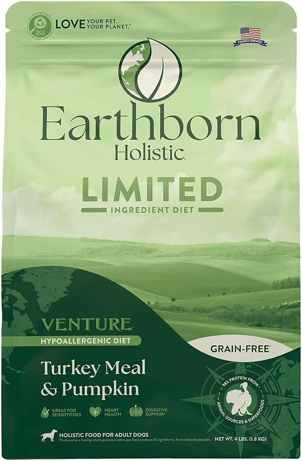 Earthborn Holistic Venture Turkey Meal & Pumpkin 4 lb. Limited Ingredient Grain-Free Dry Dog Food - Product Image