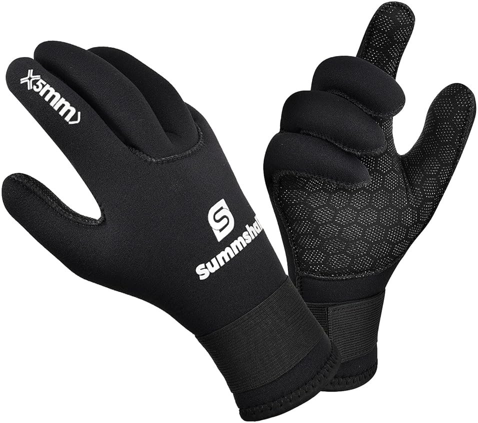 Summshall Scuba Diving Gloves, 3MM Neoprene Thermal Non-Slip Gloves for Diving, Surfing, Kayaking, Snorkeling, Sailing, Boating Neoprene Gloves for Men and Women - Product Image