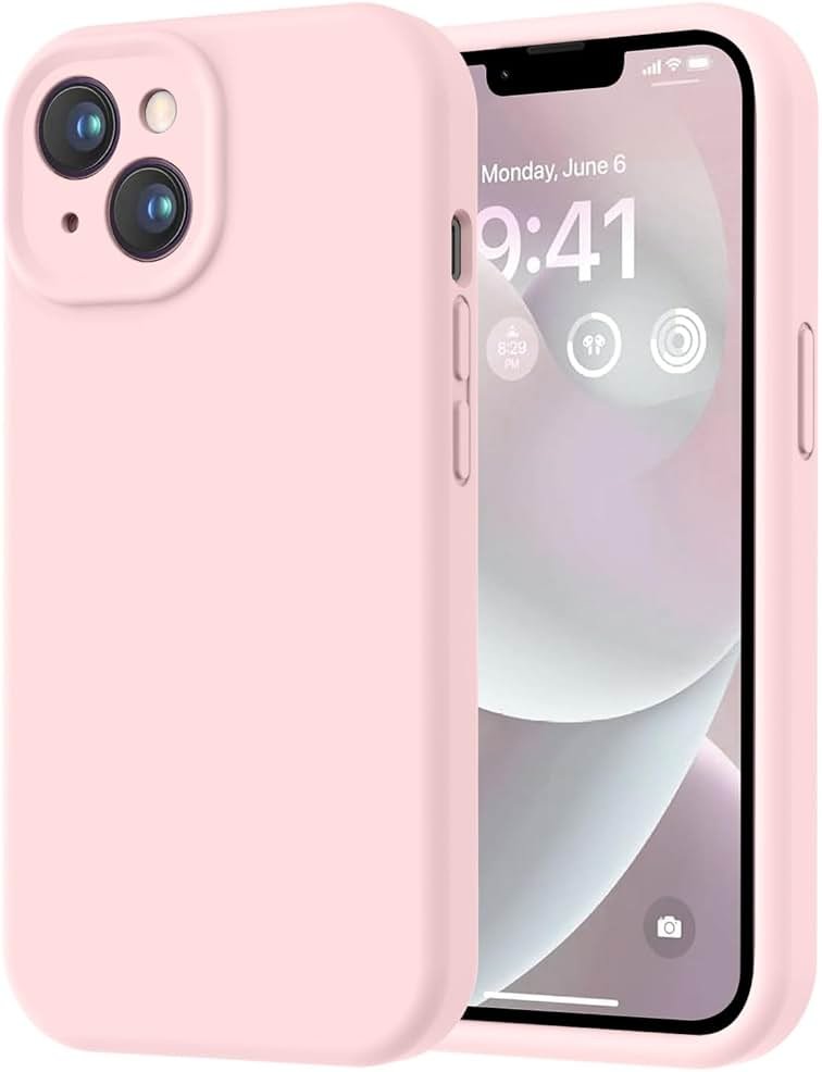 LOVE 3000 Designed for iPhone 14 Case, Premium Silicone with [Soft Anti-Scratch Microfiber Lining] Shockproof Protective Phone Case for Men Women Girls 6.1", Chalk Pink - Product Image