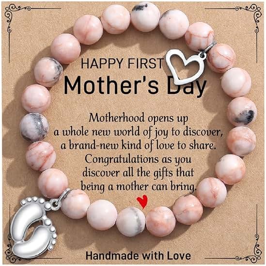 TONY & SANDY New Mom Gifts, Beaded Bracelets for First Time Mom Gifts on Mother's Day, Easter, Birthday, Christmas - Product Image