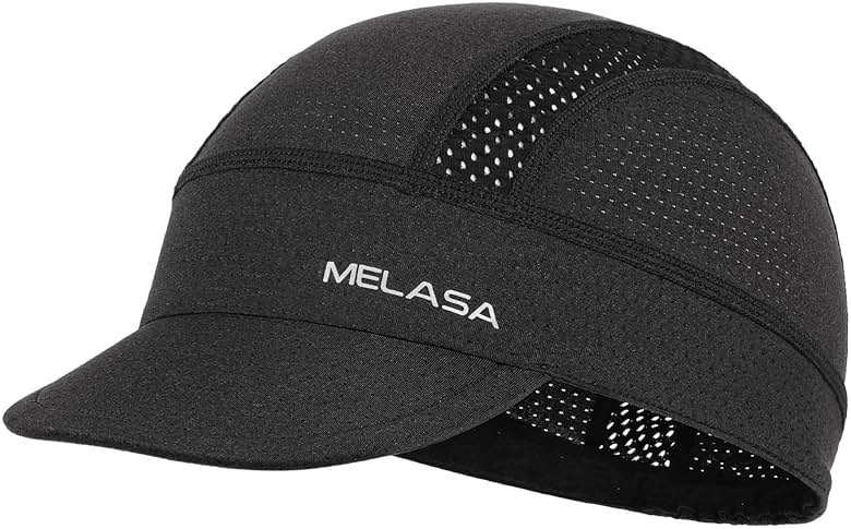 MELASA Cycling Cap, Cooling Skull Cap Helmet Liner with Sun Visor, Sun Protection Running Bike Cap for Men Women Under Helmet - Product Image