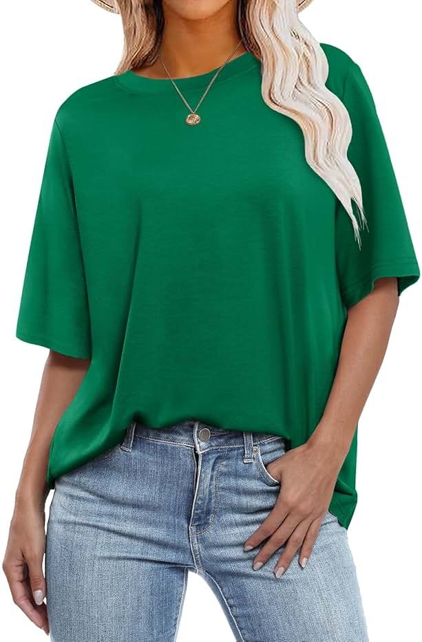 ANRABESS Women's Oversized Tee Shirts, Comfy Fabric Loose Fit Top, All-Day Cozy for Gym, Lounge Office, Versatile Casual Wear - Product Image