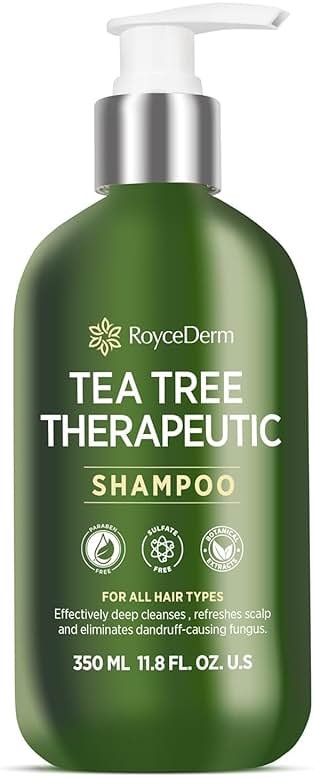 Roycederm Tea Tree Antifungal Shampoo: Folliculitis Shampoo for Dry Scalp, Dandruff, and Itchy Scalp - Medicated Clarifying shampoo with Tea Tree Oil, Paraben & Sulfate Free - Product Image