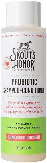Skout’s Honor Probiotic Natural Dog Shampoo and Conditioner with Avocado Oil & Omega-3s, Gentle Puppy Shampoo, Hydrating Dog Conditioner, 97% Natural, Paraben & Sulfate-Free, Cruelty-Free, 16 oz - Product Image