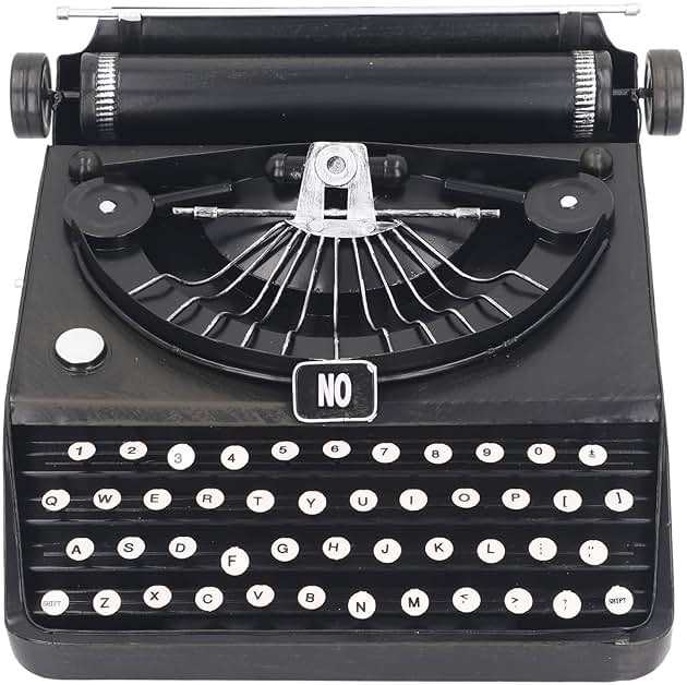 Jiawu Vintage Typewriter Model, Iron Construction, Antique Vintage Manual Typewriter Decoration for Home Shoot Props, Thoughtful Special - Product Image
