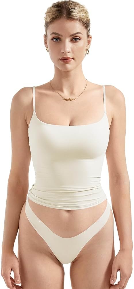 SUUKSESS Women Double Line Square Neck Tank Top Summer Y2K Going Out Basic Cami Shirt - Product Image