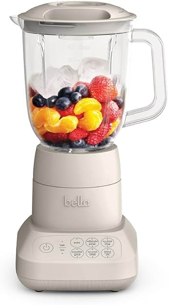 bella 10 Speed Countertop Blender, Juicer & Smoothie Maker, Fits-anywhere™ Kitchenware, Slim Flip & Store Design, Dishwasher Safe 48oz Capacity Pitcher & Lid, Stainless Steel Blade, 450 Watt, Oatmilk - Product Image