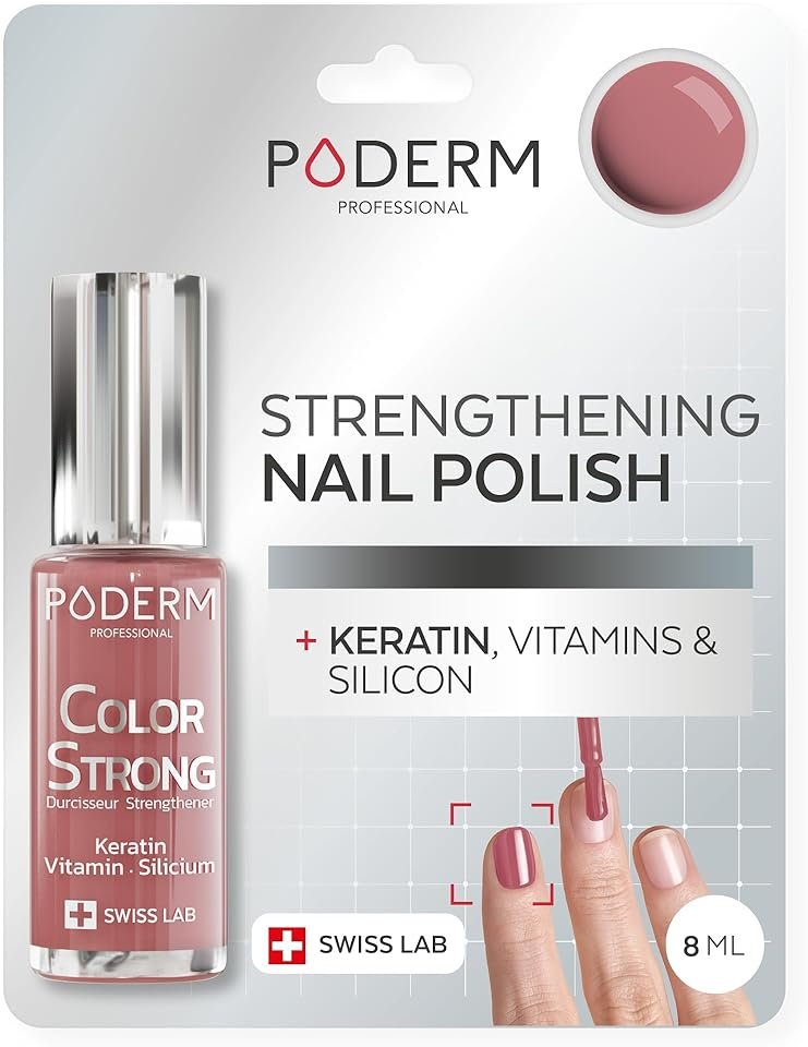 PODERM Nail Polish | Nail strengthener | Nail Care for strong Nails – Enriched with Keratin, Biotin and Silicon – Hands & Feet – Swiss Made - Rosewood - Product Image