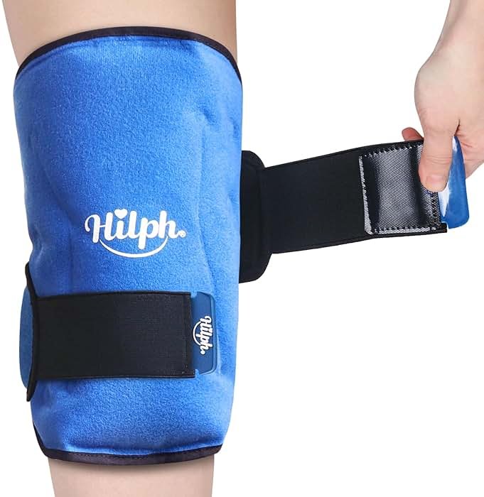 Hilph Knee Ice Pack for Replacement Surgery - Bendable & Adjustable Hot Cold Therapy Gel Ice Pack Wrap Around Entire Knee for Injuries, Swelling, Meniscus Tear, ACL, Easy to Wear, Blue - Product Image
