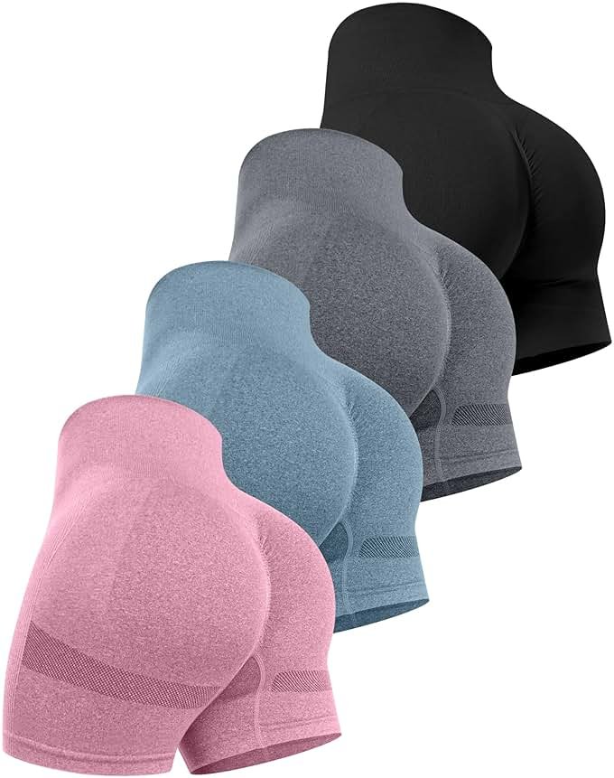 CHRLEISURE Workout Shorts Sets for Women, High Waisted Gym Butt Lifting Scrunch Butt Seamless Shorts - Product Image