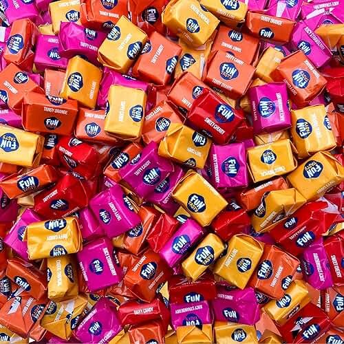Taffy Candy | 2.2 Pound Bag - Approx. 245 Count | Chewy Fruit Candy Individually Wrapped | Soft Chewy Candy in Orange, Strawberry, Tropical Fruits, Cherry Taffy Assortment - Product Image