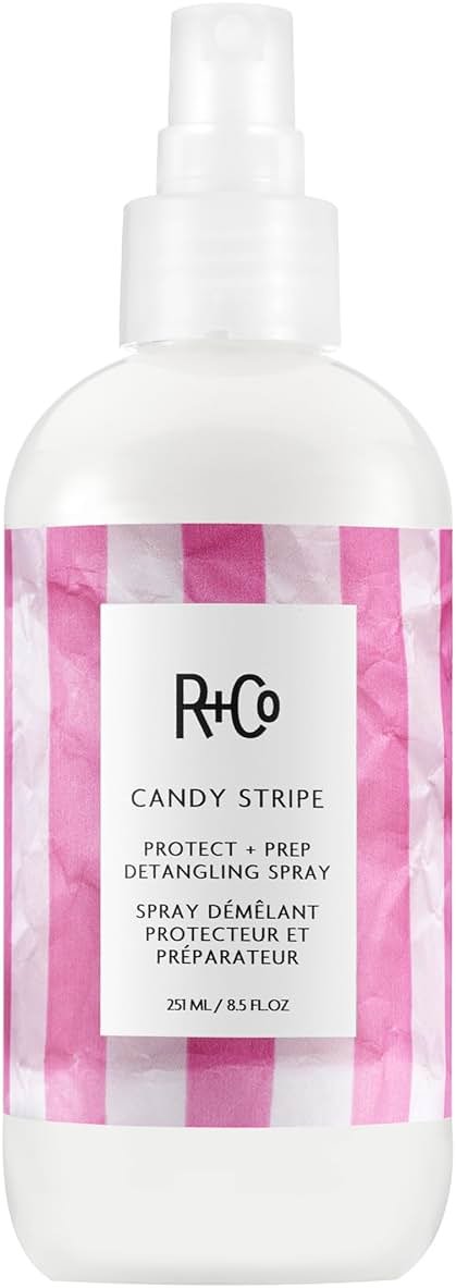 R+Co Candy Stripe Protect + Prep Detangling Spray | Instantly Detangles, Nourishes Hair, Prevents Breakage | Vegan + Cruelty-Free | 8.5 Fl Oz - Product Image