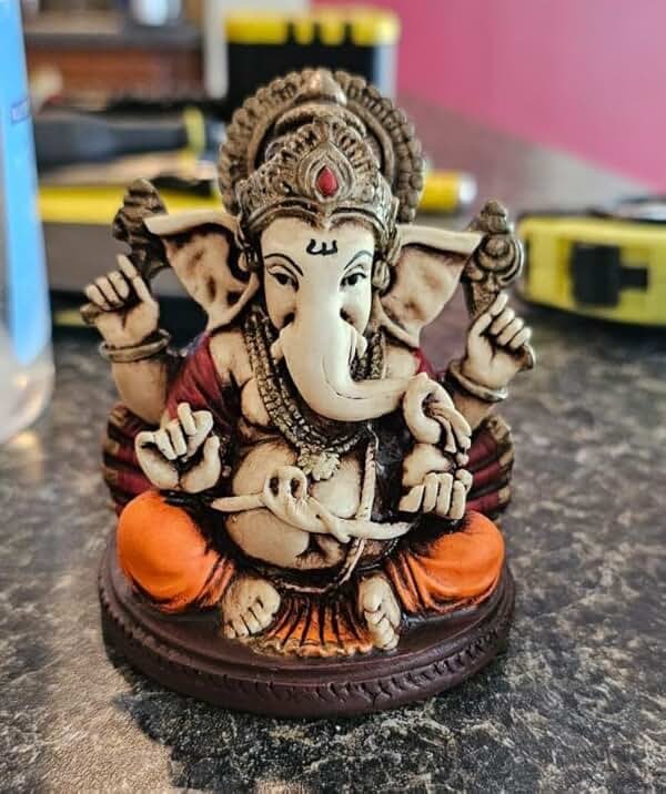 RK Collections 3.5" Multi Colored Statue of Lord Ganesh Ganesha Elephant Hindu God Made in India – Ganesh Idol for Car/Home Decor/Mandir/Gift. - Product Image