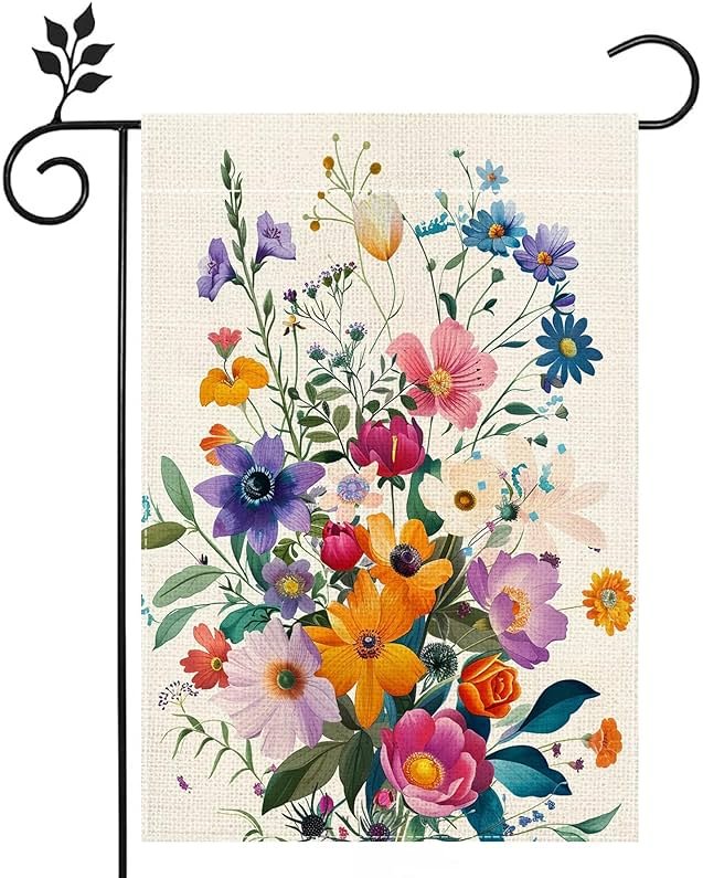 Spring Summer Garden Flag 12x18 Double Sided, Floral Welcome Yard Decor, Farmhouse Outdoor Flag for Lawn Patio Porch - Product Image