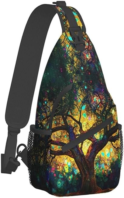 Mqtzyiwx Colorfully Colors Tree Sling Backpack Hiking Backpack Crossbody Bag Sports Lightweight And waterproof Chest Bag Shoulder Bag For Women Men - Product Image