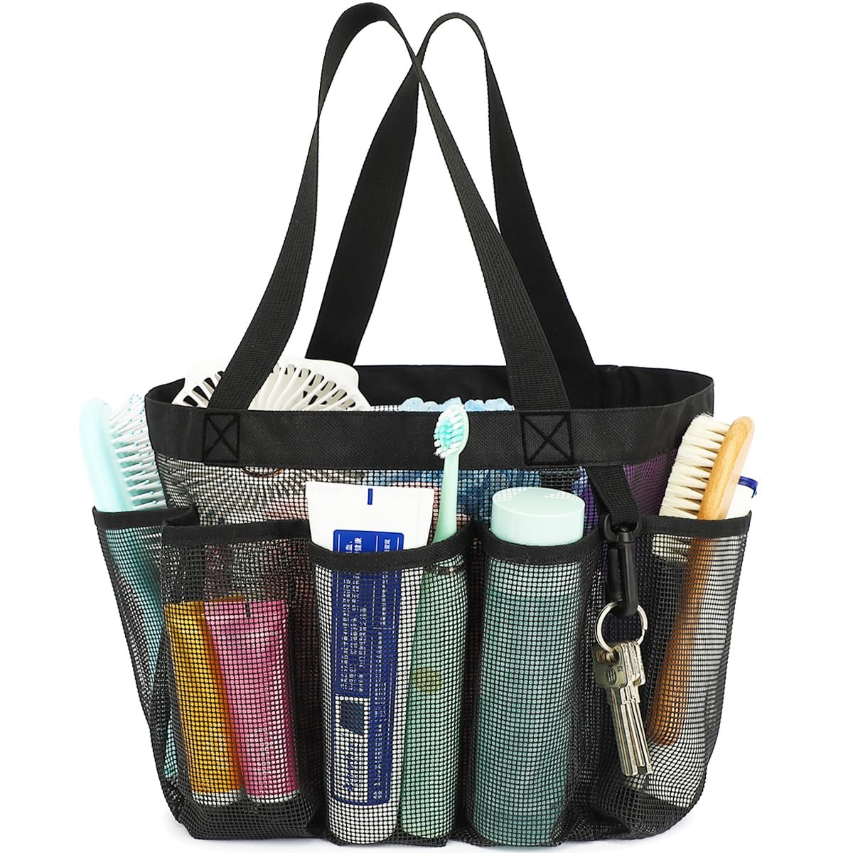 Fammart Mesh Shower Caddy Portable for College Dorm Room Essentials, Odorless Polyester Large Shower Tote Bag with Dual Handles, 8-Pocket Quick-Dry Toiletry Organizer for Travel, Beach, Camping, Gym - Product Image