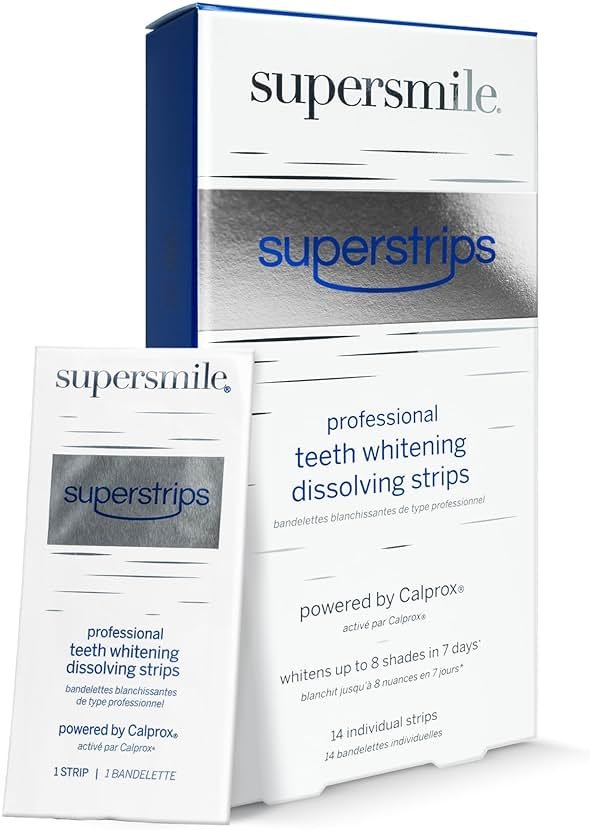 Supersmile Superstrips & Professional Whitening System Kit, Dissolving Teeth Whitening Strips Plus Toothpaste & Accelerator, Calprox®, Enamel Safe for Sensitive Teeth - Product Image