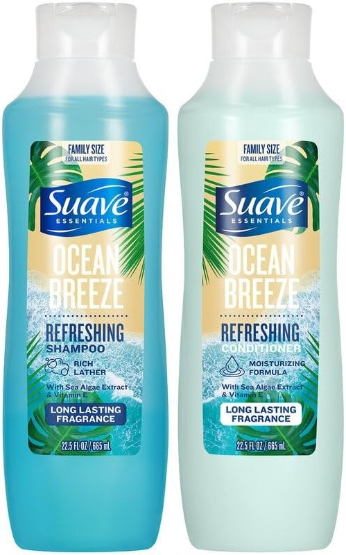 Suave Shampoo & Conditioner Set, Ocean Breeze – Everyday Refreshing Formulas with Sea Algae Extract & Vitamin E, 22.5 Oz Ea (2 Piece Set) - Product Image