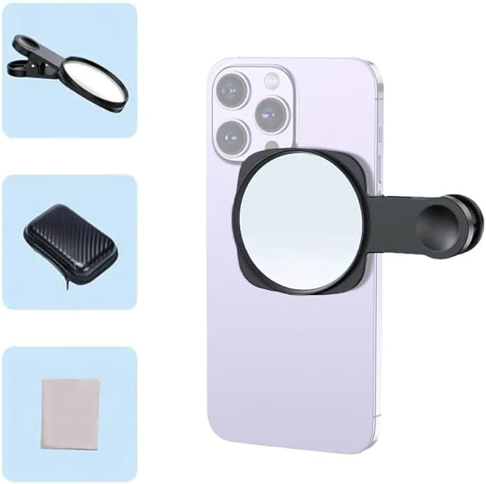 Kalofaye Selfie Mirror Compact Phone Mirror Universal Phone Clip for iPhone 15/14/13/12 Android Samsung Smartphone Selfie Vlog Accessories - Product Image