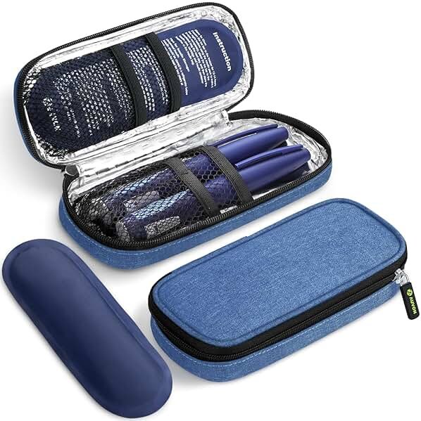 AUVON Insulin Pen Cooler Travel Case with 2 * 90g TSA Approved Ice Packs, Diabetic Medication Insulated Cooling Bag for Insulin Pens and Diabetic Supplies Storage, Compact for Daily Life and Trips - Product Image