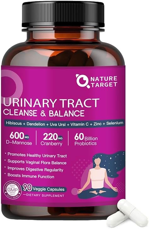 NATURE TARGET Probiotics for Women Urinary Tract Health with D Mannose & Cranberry - 60 Billion CFUs Vaginal Probiotics for Digestive Health, UTI & PH Balance with Prebiotics - 90 Capsules - Product Image
