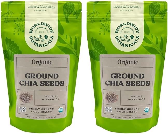 Worldwide Botanicals Organic Ground Chia Seeds, 1 Pound - Excellent Source of Fiber, Protein, and Omega-3 Fatty Acids | Gluten-Free | Vegan | Non-GMO | Kosher, Pack of 2 - Product Image