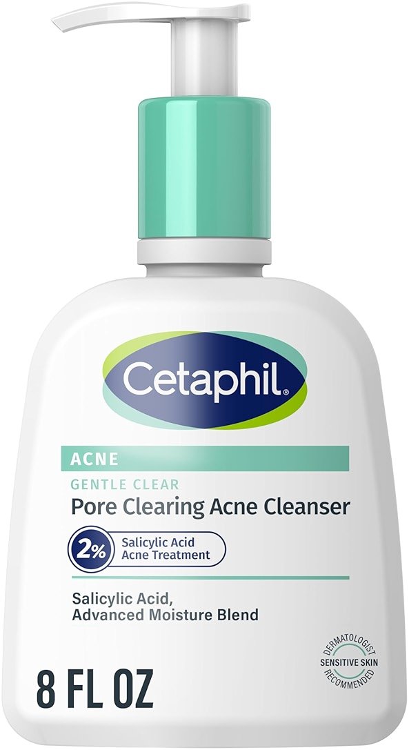 Cetaphil Gentle Clear Pore Clearing Acne Cleanser, Foaming Gel Cleanser for Sensitive, Acne-Prone Skin, 8 Fl Oz Pump Bottle, 2% Salicylic Acid, Gently Exfoliates, Dermatologist Recommended Brand - Product Image