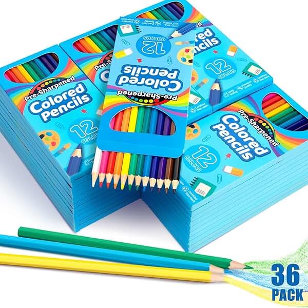 Jumlys 432 Count Colored Pencils Bulk for Kids, 36 Packs Pre-sharpened Coloring Pencils in 12 Colors, Bulk School Supplies for Teachers, Ideal Back to School Supplies & Classroom Prizes - Product Image