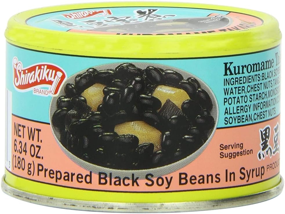 JP Shirakiku Kuromame Takarani Prepared Black Soy Beans In Syrup 180g (Pack of 6) - MADE IN JAPAN - Product Image