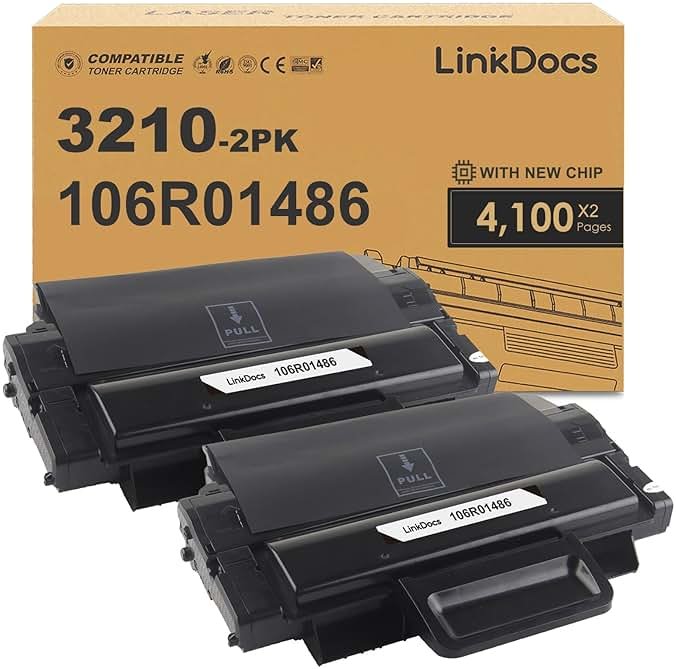 LinkDocs WorkCentre 3210 3220 106R01486 High Yield Toner Cartridge Replacement for Xerox 106R01486 Toner Used with Xerox WorkCentre 3210 3220 Series Printer 4100 Pages (2 Pack) - Product Image
