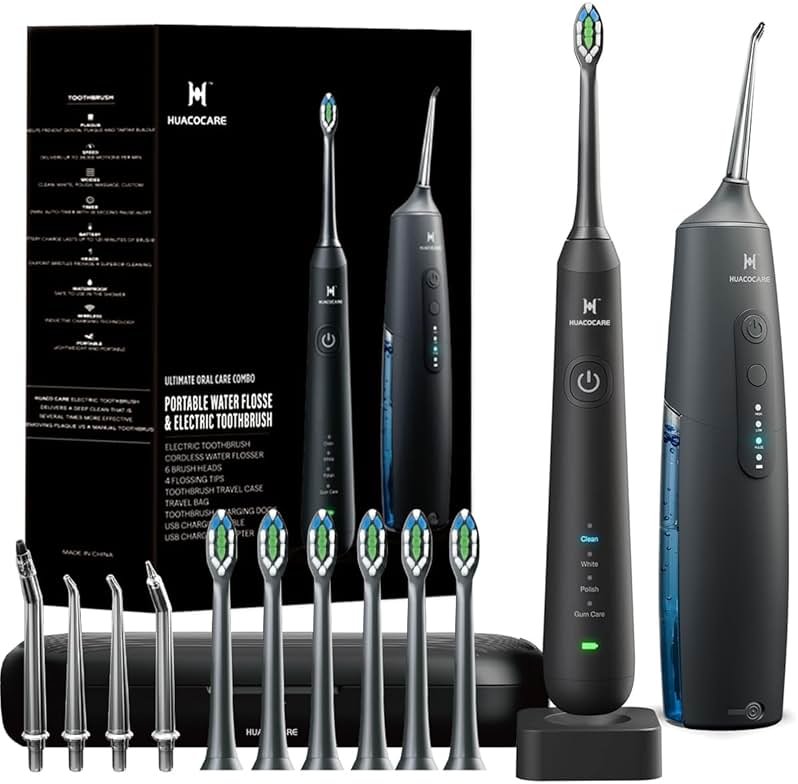 2-1 Oral Clean Kit- Water Dental flosser & Electric Toothbrush Combo- Brushing & Flossing- for Teeth Cleaning and Gum Health (Black) - Product Image
