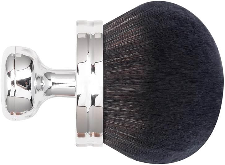 Blend & Blur Extra Large Body Makeup Brush for Self Tanner,Leg Makeup & Bronzer Self Tan Applicator, 3.2inch Wide Round Head Kabuki Brush For Application with Drawstring Bag (Silver - Black) - Product Image