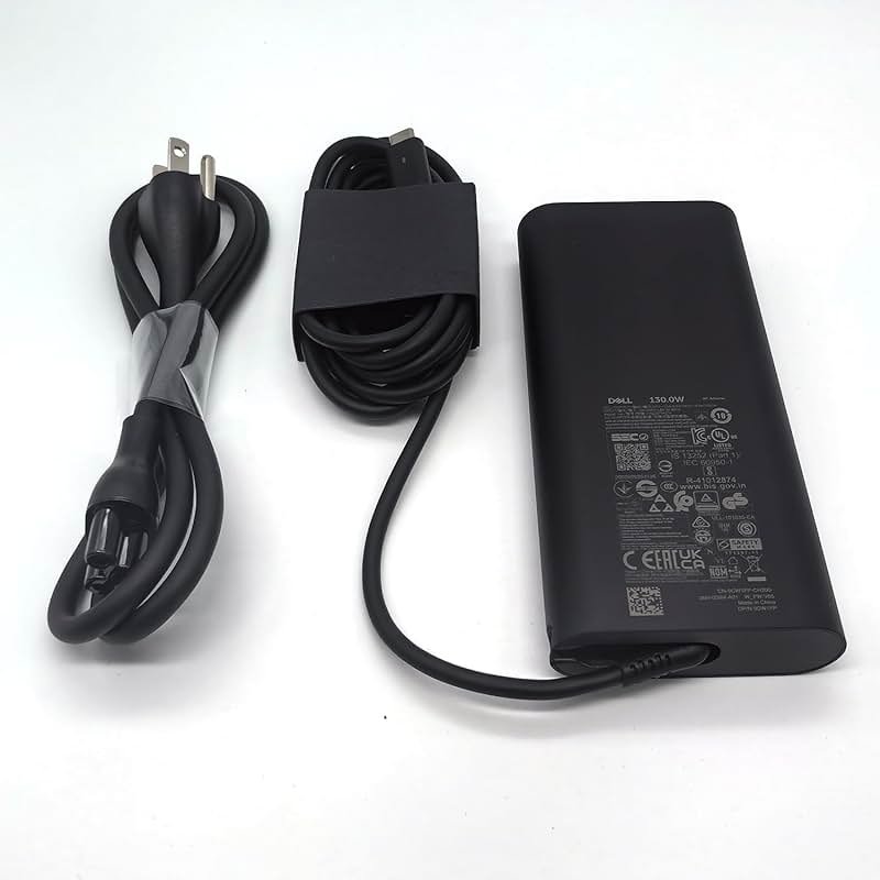 Dell Laptop Charger GAN 130W USB C Type C AC Adapter,Alienware X14 X14 R2, Inspiron 16 Plus 7620 7630, Precision 3470 3480 3570 3571 3580 3581 5470 5480 5570 AC Charger, Balck, HA130PM170 - Product Image