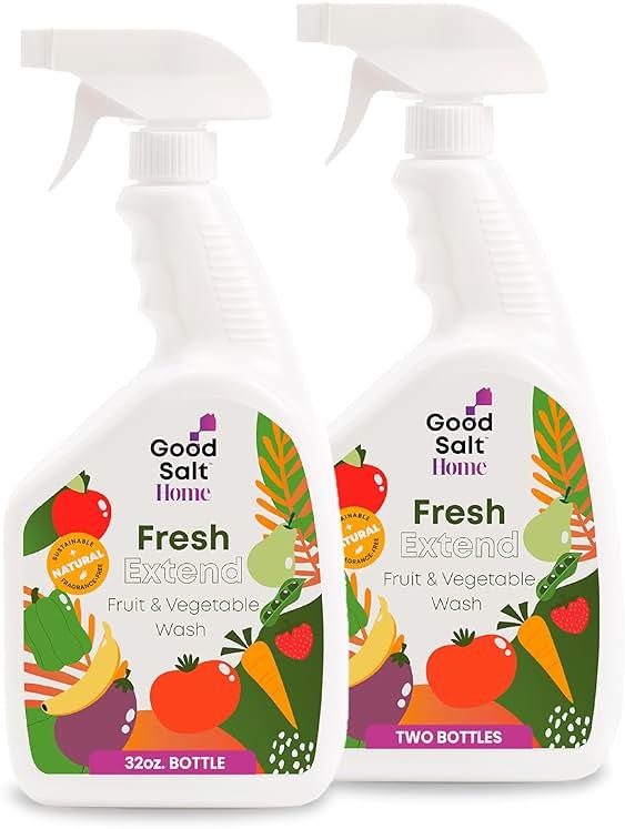 Good Salt Home Fresh Extend Fruit and Vegetable Wash, Natural Produce Cleaner, Made in the USA, 32 Ounce Bottle, 2-Pack - Product Image