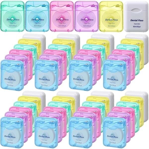Mimorou 60 Pack Dental Floss Bulk Mint Flavored 50m Each Travel Dental Floss Oral Care for Teeth Protection(Multicolor) - Product Image