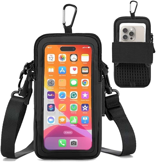 Phone Holder for Running, Walking, and Workout - Adjustable Arm Band Armband for iPhone and Cell Phones - Clear Crossbody Phone Pouch Purse with Strap for Women Men - Product Image
