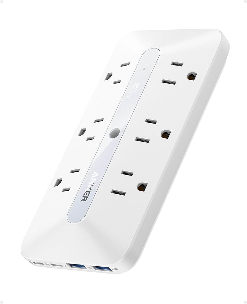 Anker Outlet Extender, Power Strip with 300J Surge Protector, 10-in-1 with 6 AC, 2 USB A, 2 USB C Ports, Wide-Spaces Outlets and 20W Fast Charging, Dorm Room Essentials - Product Image